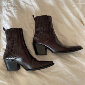 Zara Leather Croc Ankle Boots